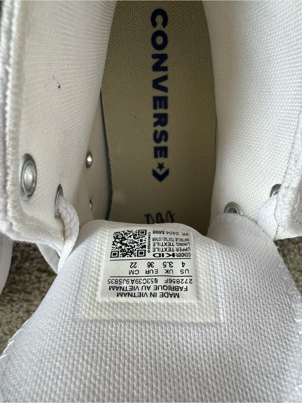 Converse White High-Top Sneakers with Red Trim